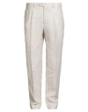 Eleventy Man Pants Ivory Size 44 Linen, Wool, Silk In White