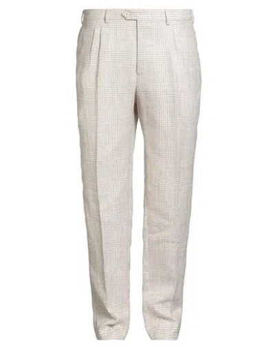 Eleventy Man Pants Ivory Size 44 Linen, Wool, Silk In White
