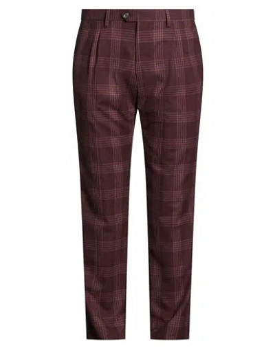 Eleventy Man Pants Plum Size 34 Wool In Burgundy