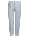 Eleventy Man Pants Sky Blue Size 44 Linen, Wool, Silk In Multi