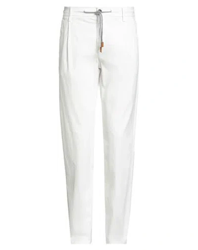 Eleventy Man Pants White Size 31 Cotton, Elastane