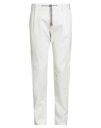 Eleventy Man Pants White Size 32 Cotton, Elastane