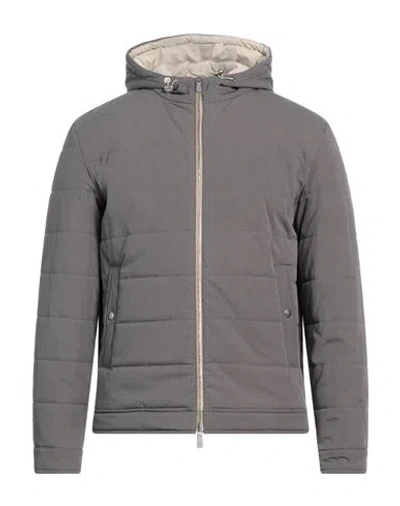 Eleventy Man Puffer Grey Size 42 Cotton, Polyamide