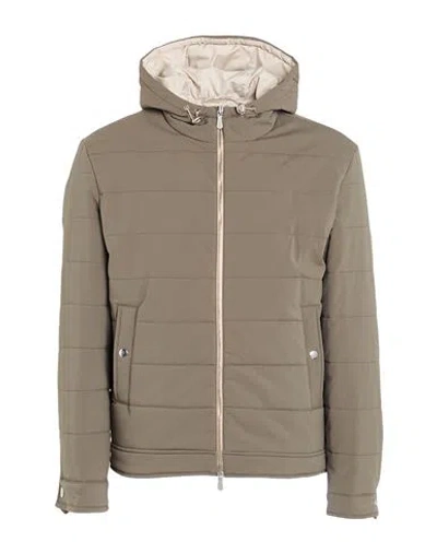 Eleventy Man Puffer Khaki Size 48 Polyamide, Elastane