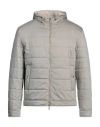 Eleventy Man Puffer Light Grey Size 48 Cotton, Silk