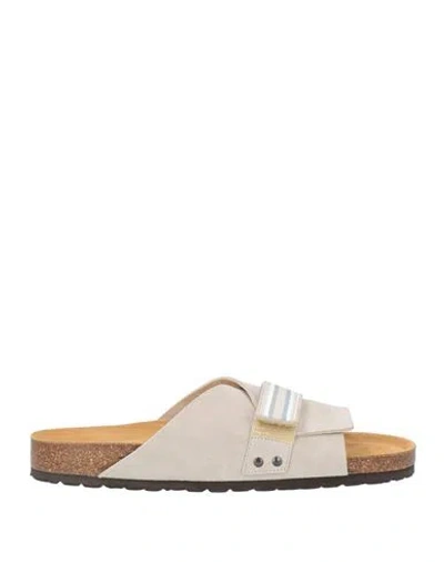 Eleventy Man Sandals Taupe Size 10 Leather In Gray