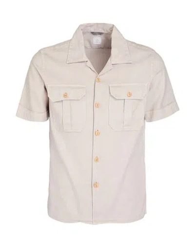 Eleventy Man Shirt Beige Size 15 Linen, Cotton, Elastane