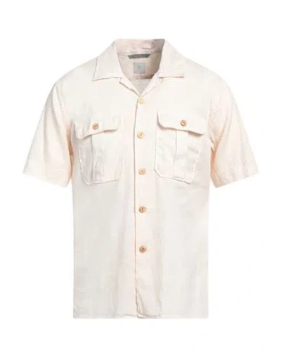 Eleventy Man Shirt Cream Size 16 ½ Linen, Cotton, Elastane In White
