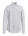 Eleventy Man Shirt Light Grey Size 15 ¾ Linen