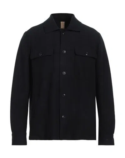 Eleventy Man Shirt Midnight Blue Size 42 Wool, Polyester, Polyurethane In Black