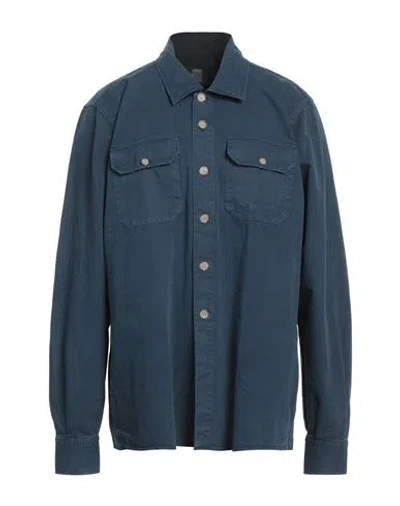 Eleventy Man Shirt Midnight Blue Size Xxl Cotton