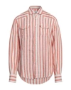 Eleventy Man Shirt Rust Size Xl Linen In Red