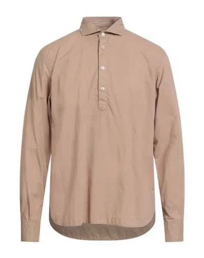 Eleventy Man Shirt Sand Size 17 Cotton In Brown