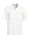 Eleventy Man Shirt White Size 17 Linen, Cotton, Elastane
