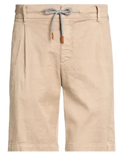 Eleventy Man Shorts & Bermuda Shorts Camel Size 30 Linen, Cotton, Elastane In Brown