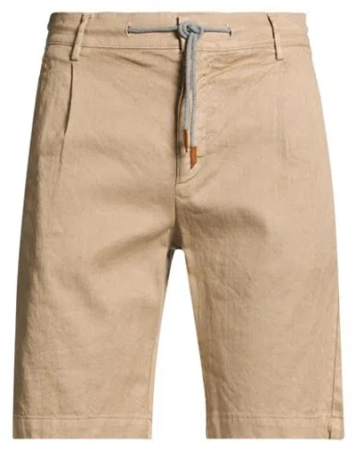 Eleventy Man Shorts & Bermuda Shorts Sand Size 32 Linen, Cotton, Elastane In Nude