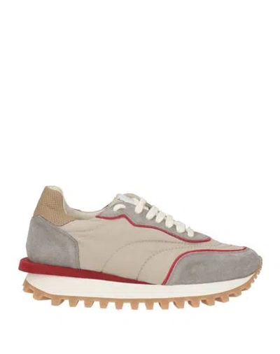 Eleventy Man Sneakers Beige Size 7 Leather, Textile Fibers In Multi