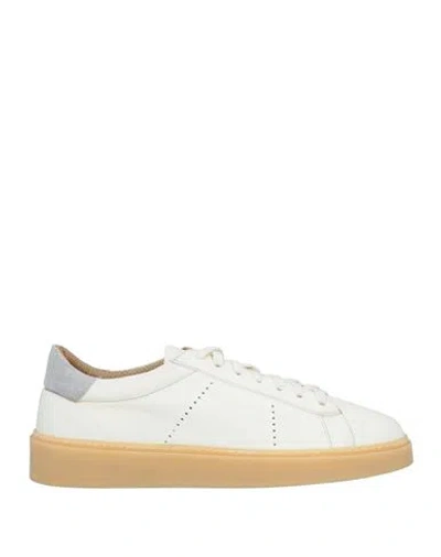 Eleventy Man Sneakers Ivory Size 13 Leather, Textile Fibers In White