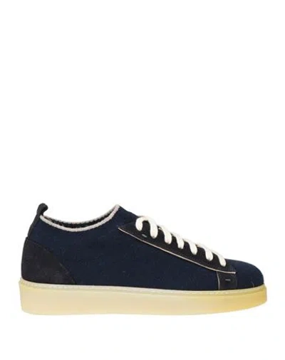 Eleventy Man Sneakers Midnight Blue Size 7 Textile Fibers, Leather