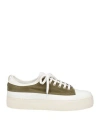 Eleventy Man Sneakers Military Green Size 8 Leather, Textile Fibers In Green