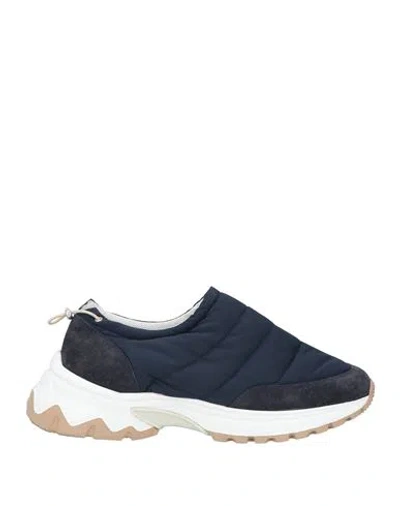 Eleventy Man Sneakers Navy Size 11 Textile Fibers, Leather In Blue