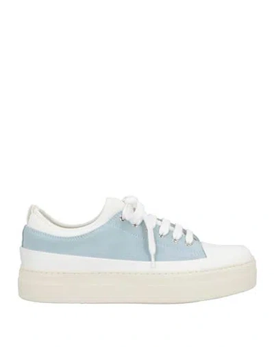 Eleventy Man Sneakers Sky Blue Size 8 Leather, Textile Fibers