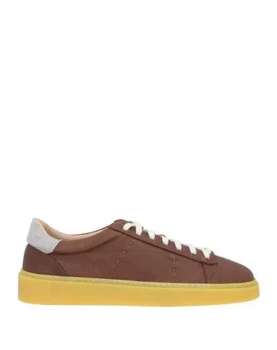 Eleventy Man Sneakers Tan Size 11 Leather In Green