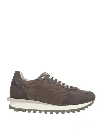 Eleventy Man Sneakers Taupe Size 7 Leather, Textile Fibers In Gray