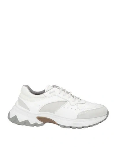 Eleventy Man Sneakers White Size 8 Leather, Textile Fibers
