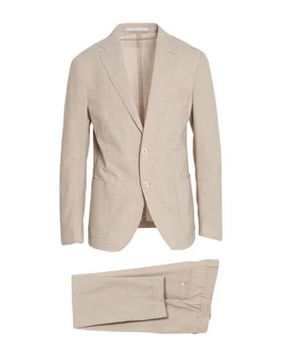 Eleventy Man Suit Beige Size 40 Wool, Cotton, Linen, Elastane In Neutral
