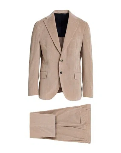 Eleventy Man Suit Beige Size 44 Cotton, Cashmere In Neutral