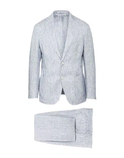 Eleventy Man Suit Blue Size 42 Linen, Viscose In Multi