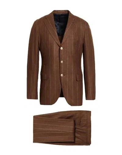 Eleventy Man Suit Chocolate Brown Size 36 Wool, Silk, Cashmere