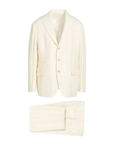 Eleventy Man Suit Cream Size 48 Linen, Wool, Silk In Neutral