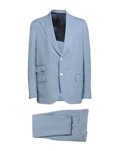 Eleventy Man Suit Light Blue Size 44 Wool, Silk, Linen