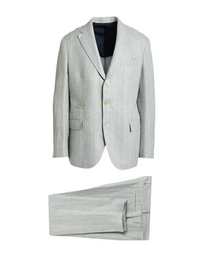 Eleventy Man Suit Light Blue Size 48 Linen, Wool, Silk