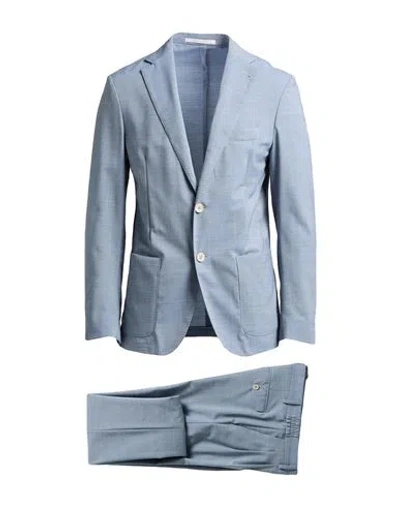 Eleventy Man Suit Light Blue Size 50 Wool, Elastane
