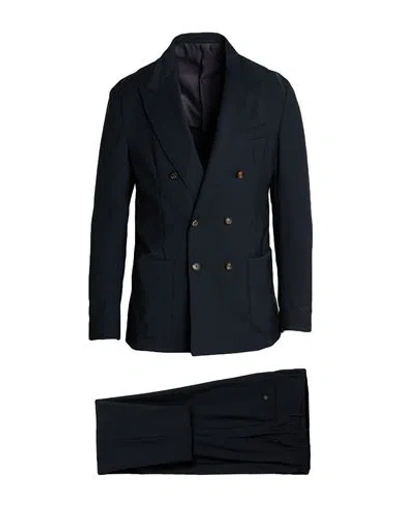 Eleventy Double-breasted Wool-cashmere Jersey Suit In Blue