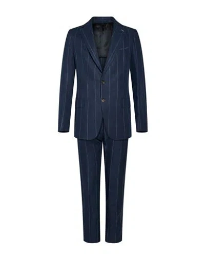 Eleventy Man Suit Navy Size 40 Linen, Wool In Blue