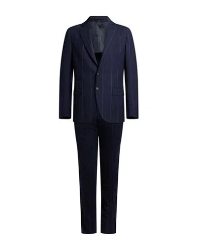Eleventy Man Suit Navy Size 40 Wool, Silk In Multi