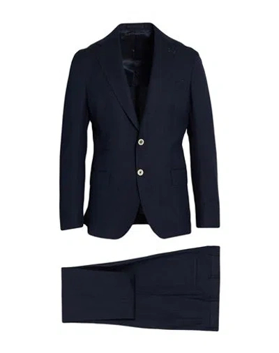 Eleventy Man Suit Navy Size 40 Wool, Silk, Linen In Black