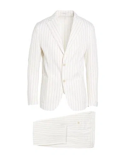 Eleventy Man Suit Off White Size 40 Linen, Cotton