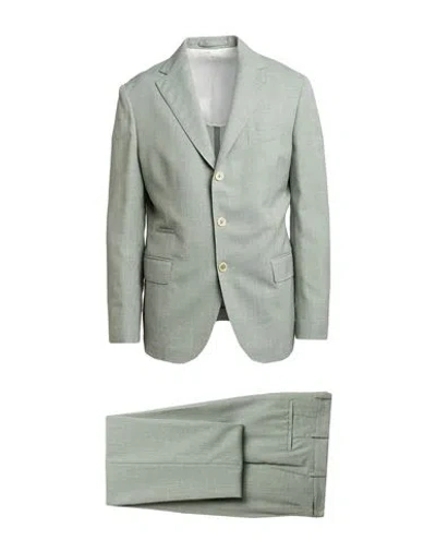 Eleventy Man Suit Sage Green Size 40 Wool, Silk, Linen