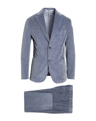 Eleventy Man Suit Slate Blue Size 38 Cotton, Wool