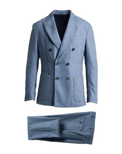 Eleventy Man Suit Slate Blue Size 44 Wool, Cashmere, Elastane