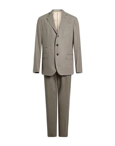 Eleventy Man Suit Taupe Size 44 Wool, Cashmere, Elastane In Brown
