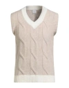 Eleventy Man Sweater Beige Size M Cashmere, Silk, Polyester In Neutral
