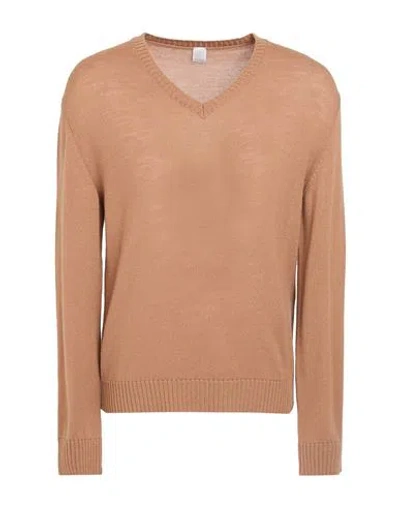 Eleventy Man Sweater Camel Size M Virgin Wool In Brown