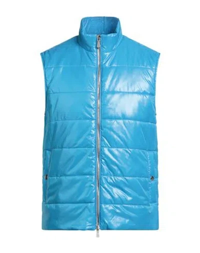 Eleventy Man Vest Azure Size 48 Polyamide In Blue