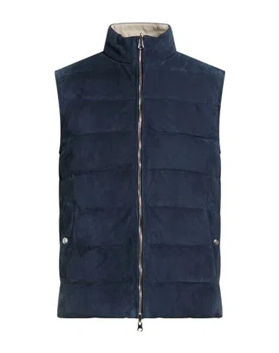 Eleventy Man Vest Blue Size 36 Lambskin